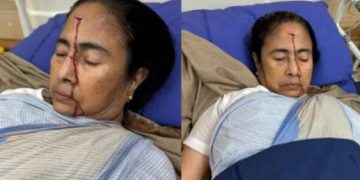 मुख्यमंत्री ममता बनर्जी की गाड़ी हुई हादसे का शिकार, सिर पर लगी चोट