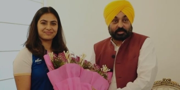 PUNJAB : ਭਾਰਤੀ ਨਿਸ਼ਾਨੇਬਾਜ਼ ਮਨੂ ਭਾਕਰ ਨੇ ਮੁੱਖ ਮੰਤਰੀ ਭਗਵੰਤ ਮਾਨ ਨਾਲ ਕੀਤੀ ਮੁਲਾਕਾਤ