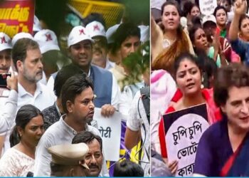 INDI Alliance Protest : ਰਾਹੁਲ-ਪ੍ਰਿਯੰਕਾ ਸਣੇ ਕਈ ਕਾਂਗਰਸੀ ਆਗੂ ਹਿਰਾਸਤ ‘ਚ; ਮਾਹੌਲ ਗਰਮਾਇਆ INDI Alliance Protest : ਰਾਹੁਲ-ਪ੍ਰਿਯੰਕਾ ਸਣੇ ਕਈ ਕਾਂਗਰਸੀ ਆਗੂ ਹਿਰਾਸਤ ‘ਚ; ਮਾਹੌਲ ਗਰਮਾਇਆ