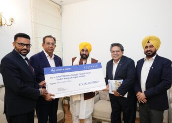 Latest News: ਐਲ.ਐਂਡ ਟੀ. ਕੰਪਨੀ ਵੱਲੋਂ ਚੜ੍ਹਦੀ ਕਲਾ ਮਿਸ਼ਨ ਲਈ ਪੰਜ ਕਰੋੜ ਰੁਪਏ ਦਾ ਯੋਗਦਾਨ